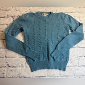 Vintage Aston Teal/Blue Cableknit Sweater. Lambs Wool and Angora. Size S. Luxe.